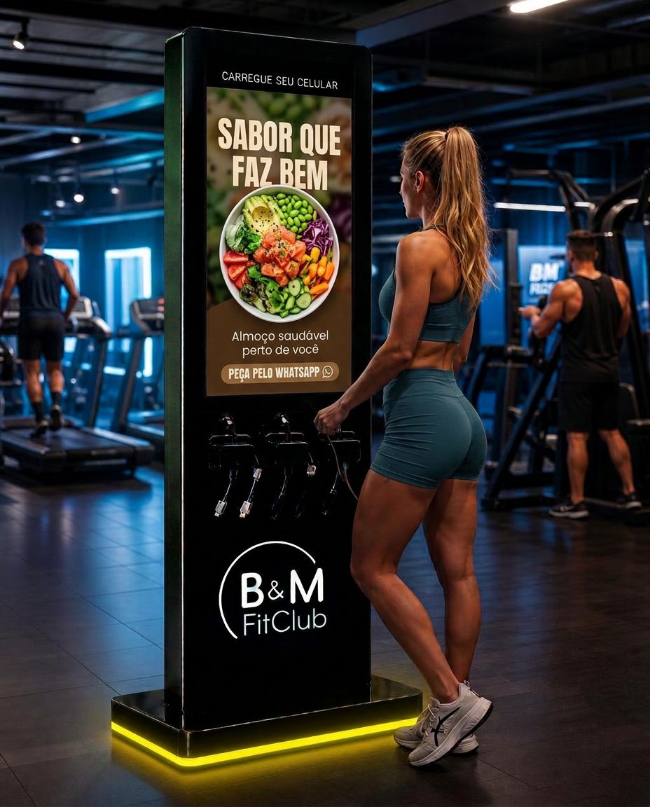 Simulação de anúncio de alimentação no totem